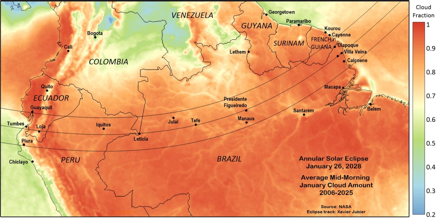 Cloud map of South America