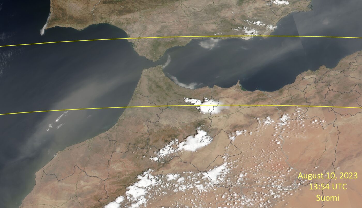 Satellite photo of dust plume.