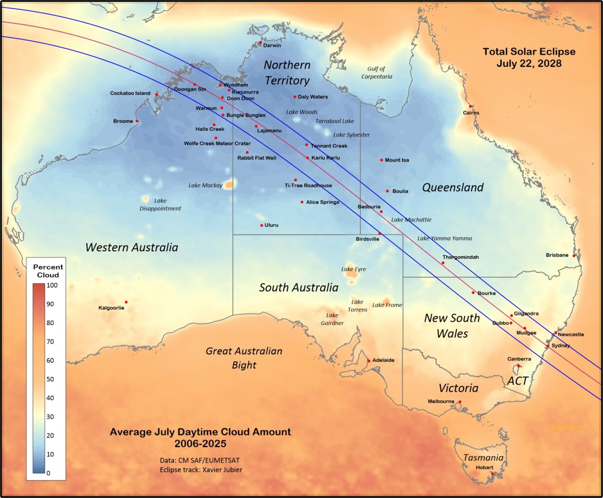 July cloud climatology over Australia.
